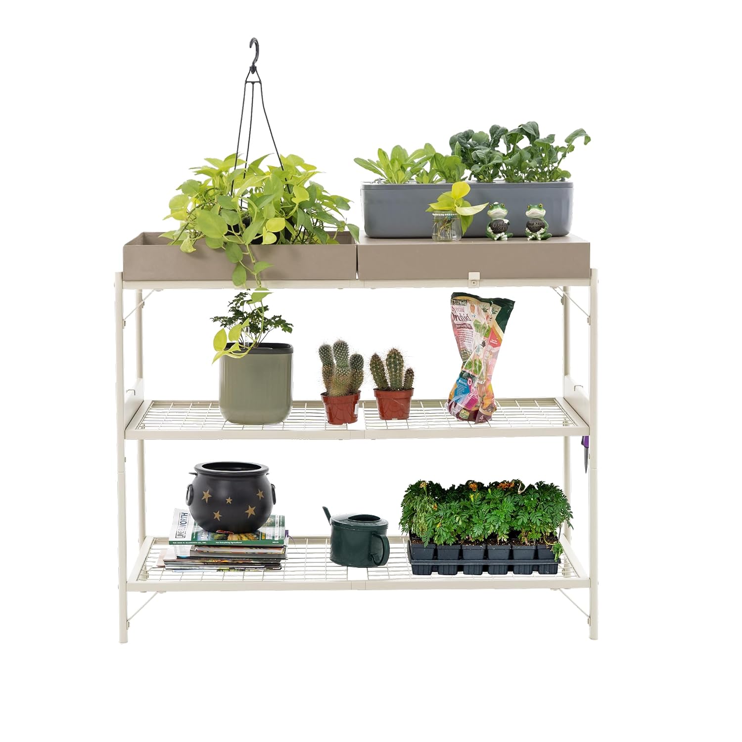 Garden Bench Metal - Metalen tuinwerkbank met wielen en uitneembare