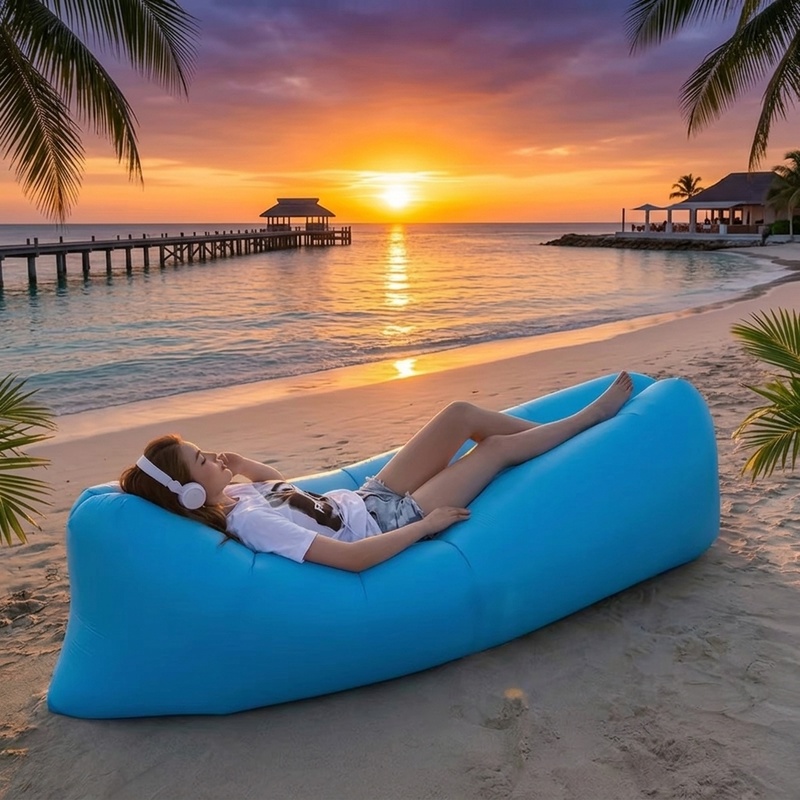 Outdoor Furniture Sofa - Draagbare opblaasbare luchtbank, snel opblaasbare waterdichte