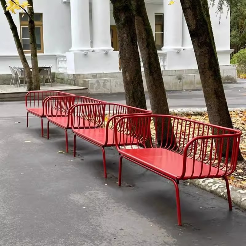 Garden Bench Metal - Rode buitenlamp, luxe smeedijzeren bank, vrijetijdsstoel