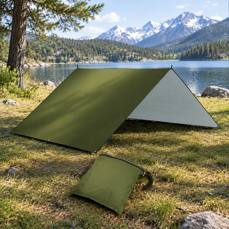 Sun Sail Shade - Duurzame, waterdichte campingzeil met een zilverkleurige