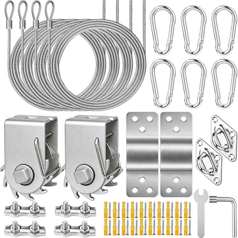 Sun Sail Shade - ABYN-60-delige zonnescherm-hardwarekit, ratellier met kabel voor