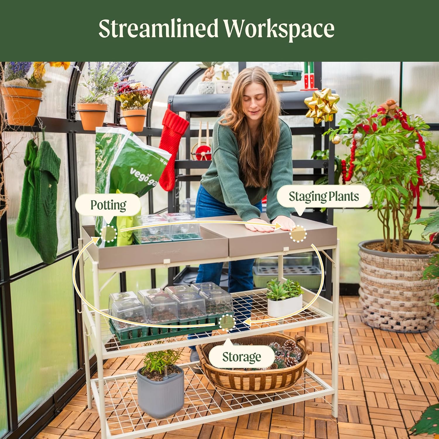 Metalen tuinwerkbank met wiele - Garden Bench Metal recensie en prijs