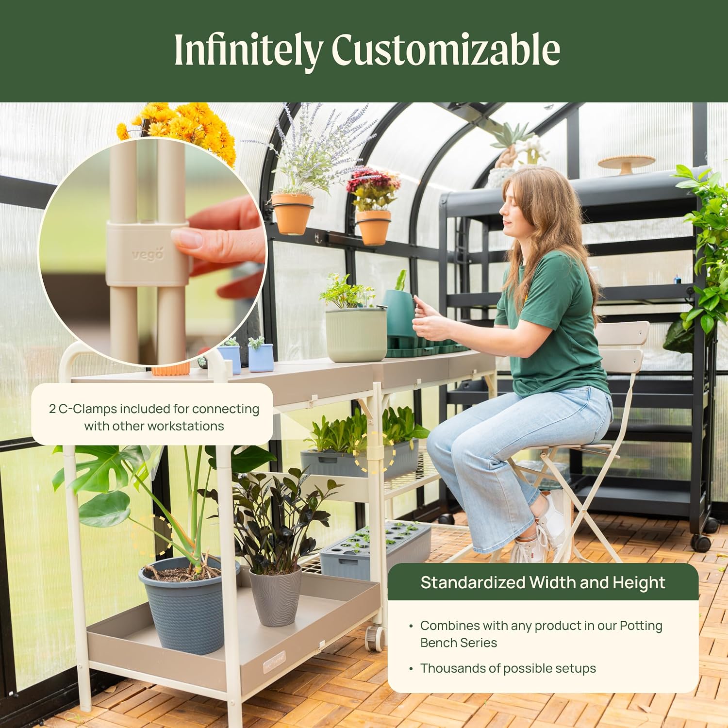 Metalen tuinwerkbank met wiele - Garden Bench Metal recensie en prijs