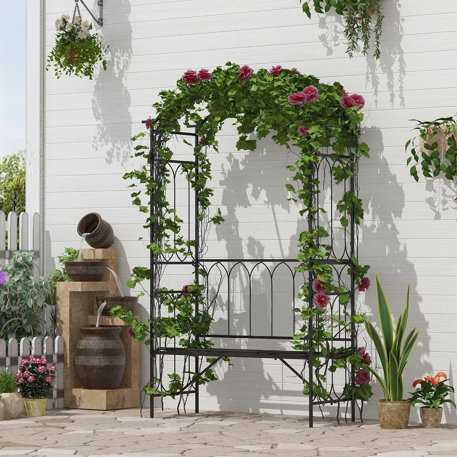 Metalen trellis-boog met tuinb - Garden Bench Metal recensie en prijs