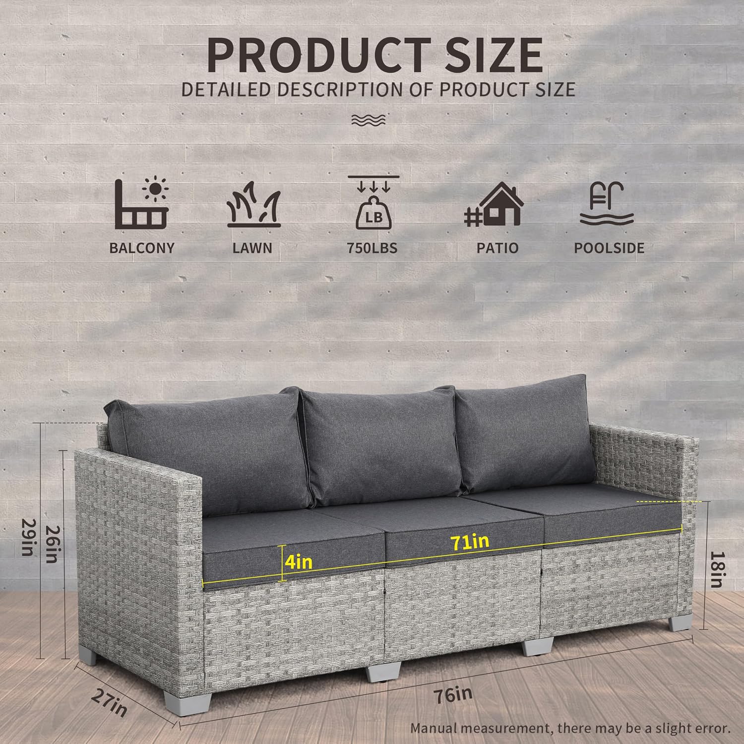 Buiten 3-zits rotan loungeset, - Outdoor Furniture Cushion recensie en prijs