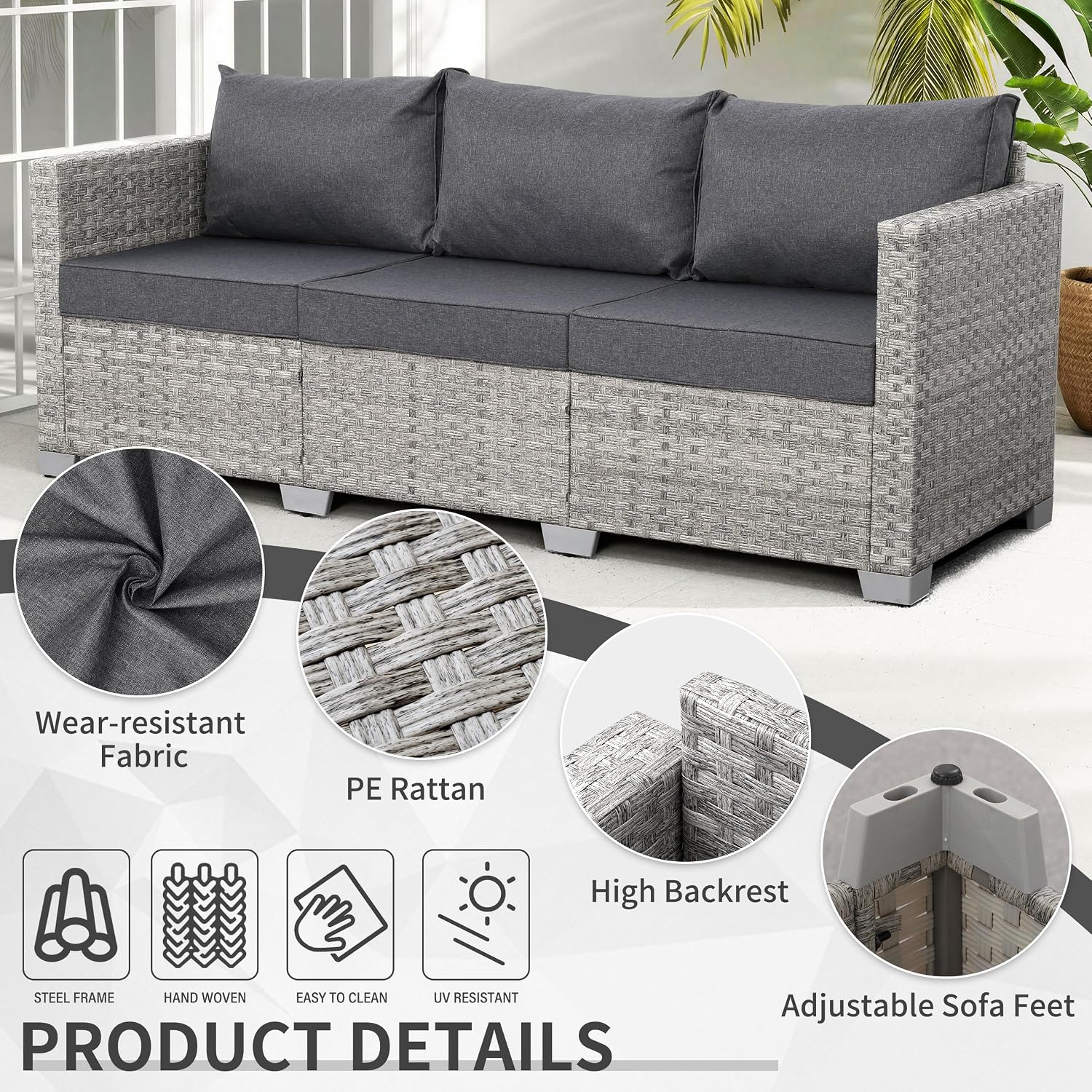 Buiten 3-zits rotan loungeset, - Outdoor Furniture Cushion recensie en prijs