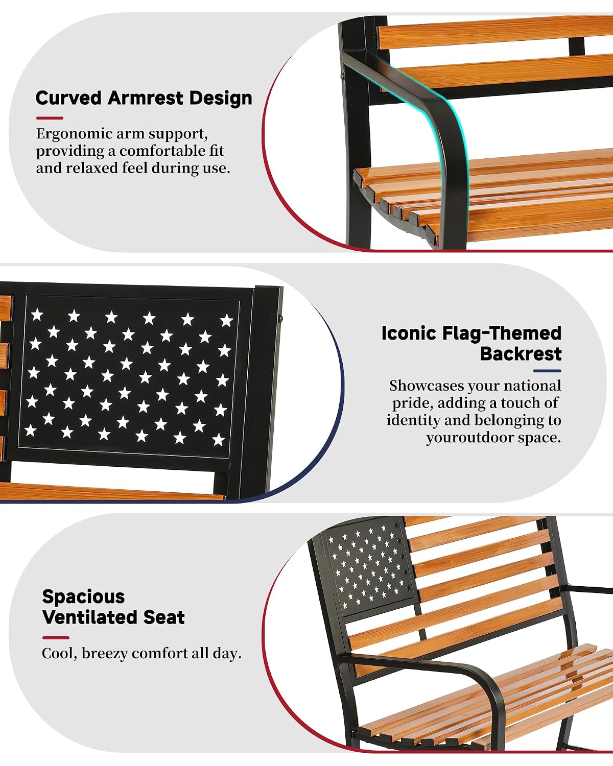 50 inch buitenbank met Amerika - Garden Bench Metal recensie en prijs