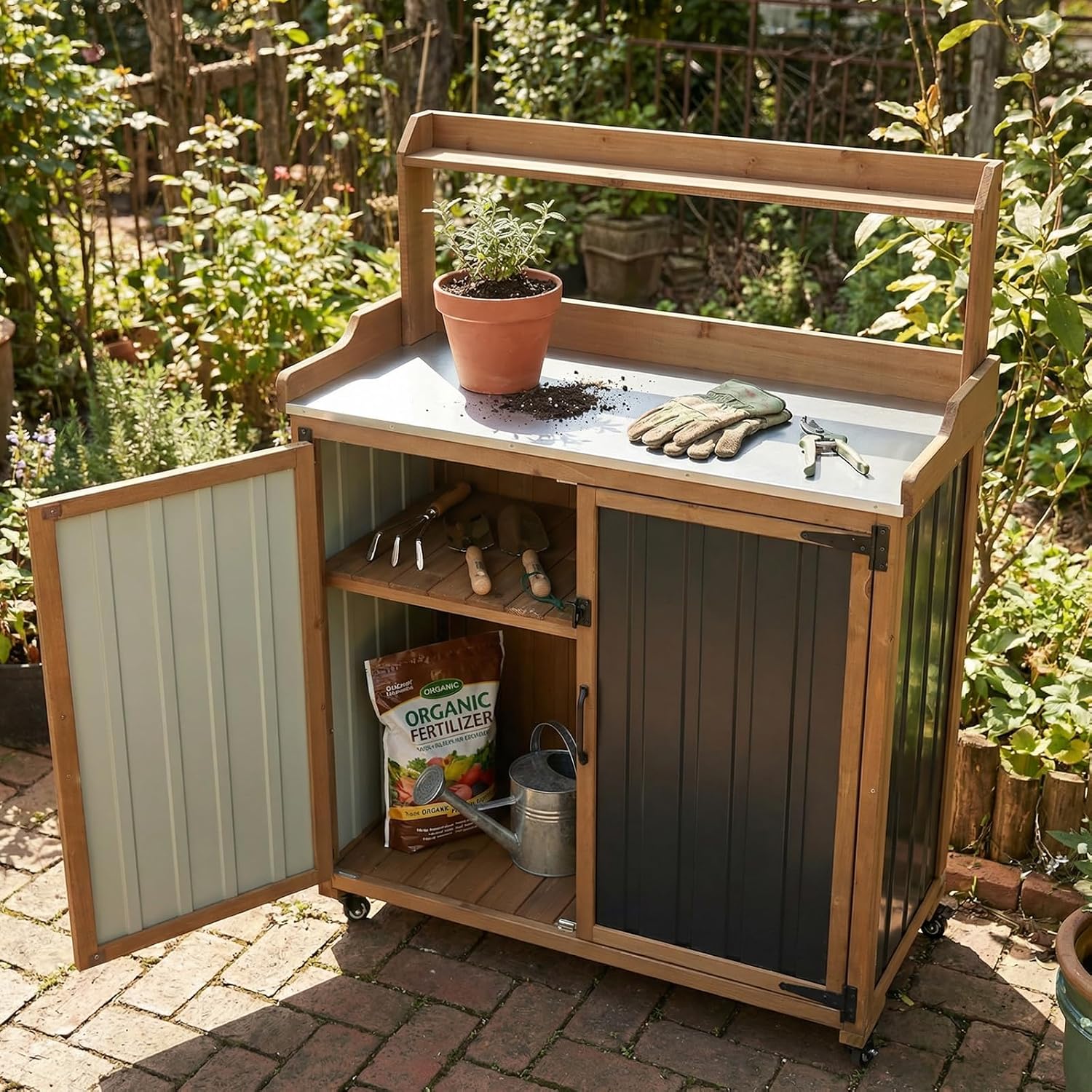 Buitenwerkbank met metalen bla - Garden Bench Metal recensie en prijs