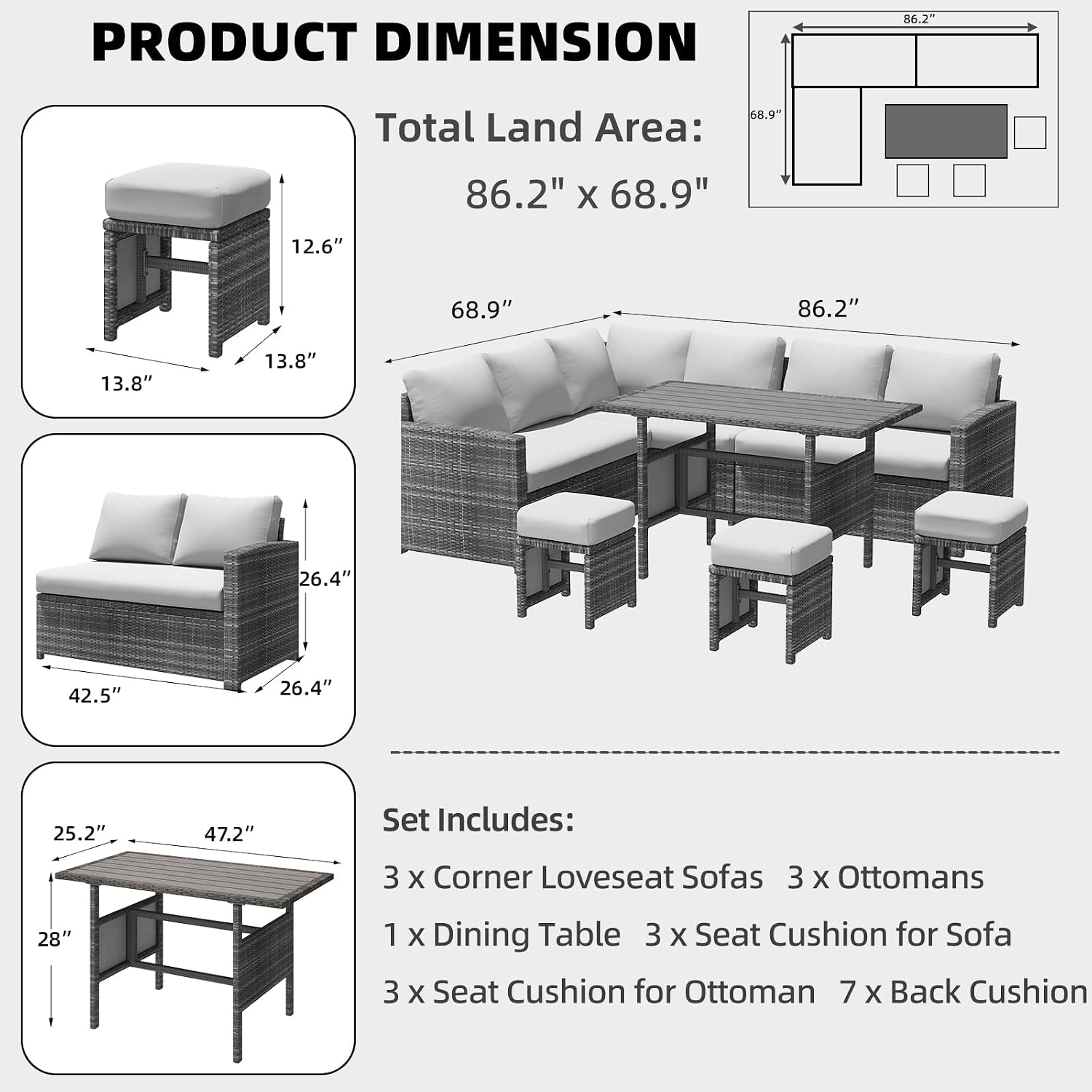 7-delige outdoor wicker patio  - Outdoor Furniture Cushion recensie en prijs